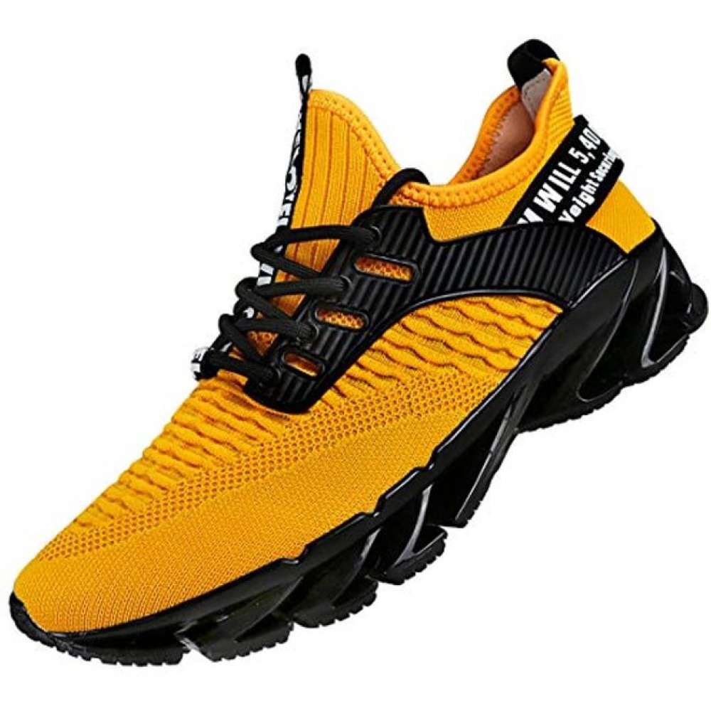 Men's Athletic Running Shoes Mesh Lightweight Sneakers Breathable Casual Tennis Sport ShoesYellow