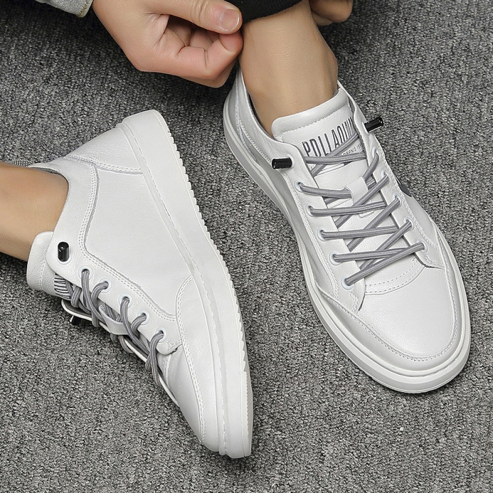 Summer New Fashion Men's Trendy White Sneakers Casual Leather Shoes
