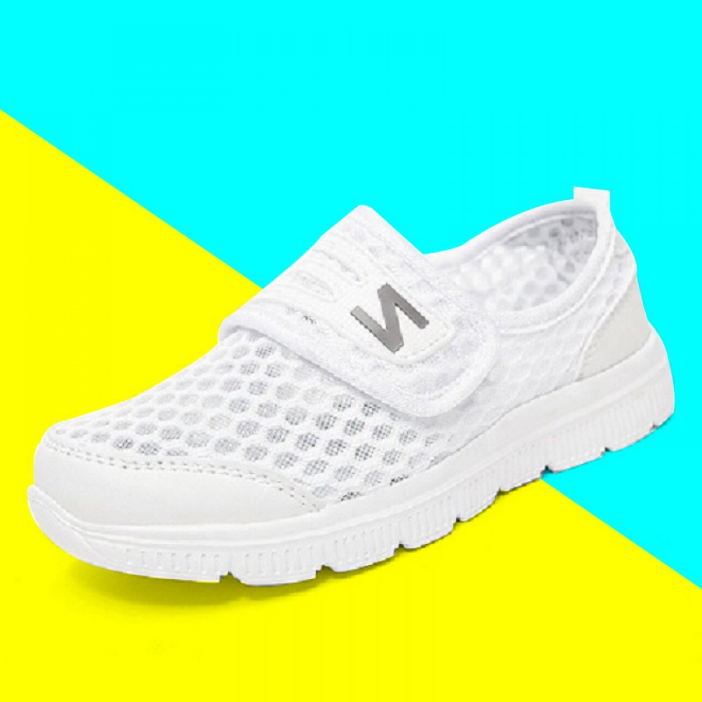 Children's Single Mesh Shoes Breathable Campus White Casual Sports Shoes